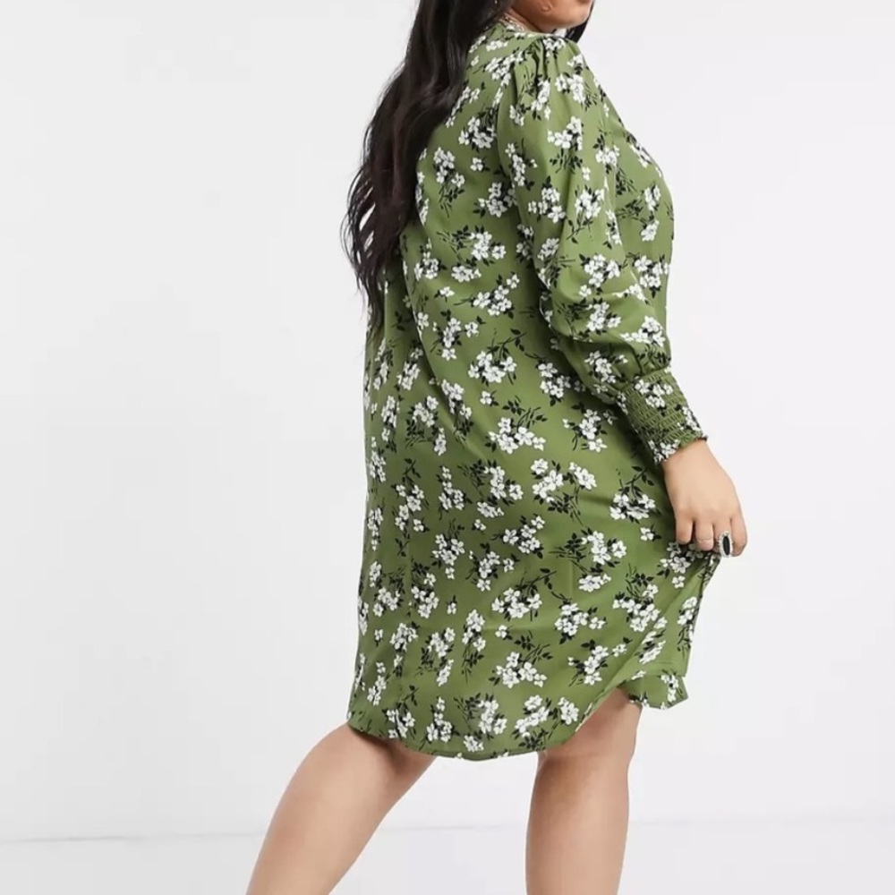new look curves olive floral dress size 22 - Picture 3 of 11